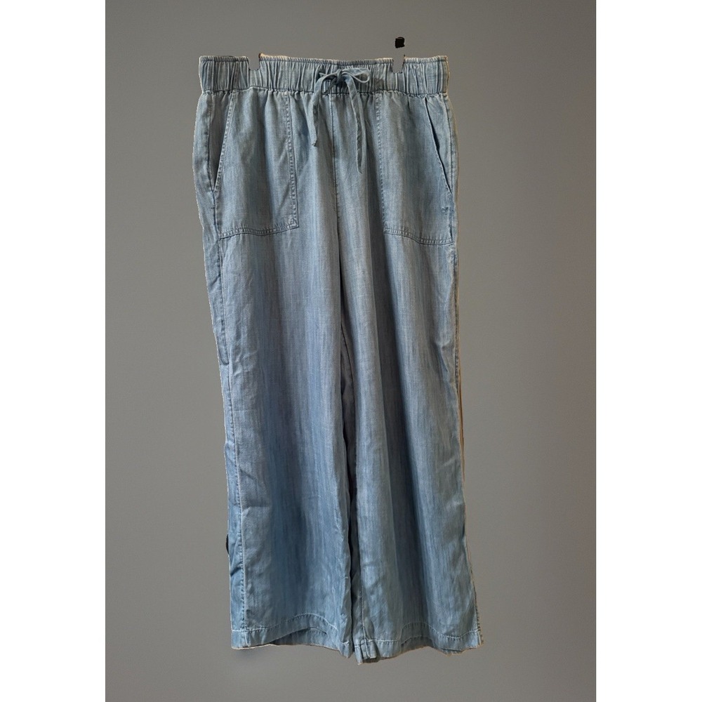 Vineyard Vines Light Indigo Chambray Large Wide Leg Pants Elastic Pull On